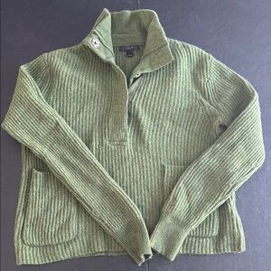 J. Crew OLIVE GREEB lambswool Cowl Neck Sweater with Ribbed Texture